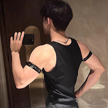 男生皮革臂环体育生1S0M衬衫袖箍型男袖环臂带项圈项链颈环上臂环