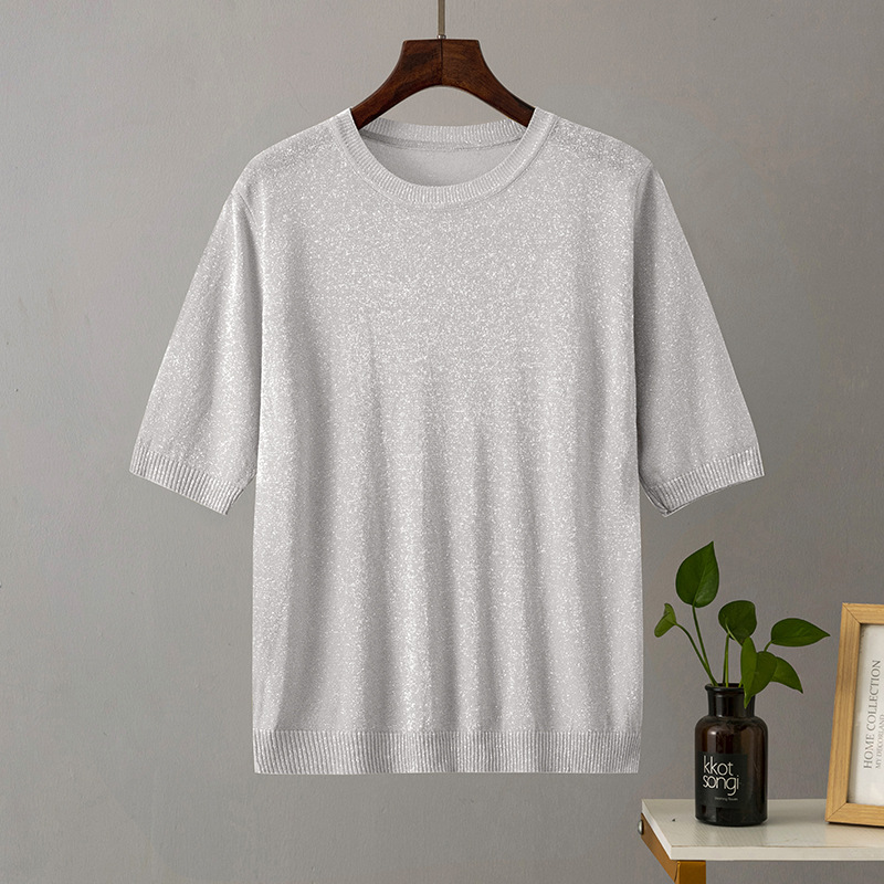 146g Weight Half Sleeve Sleeve Length Regular Sleeve Sleeve Type stretch cotton Fabric Type Regular Top Length T-shirt Tops Type Daily Occasion Round Neck Neckline Bright Silk Function Slim Fit Type Solid Color Pattern Summer Season Women's Gender Casual, Basic, Commute style Style Wholesale Women's Casual Basic Commute Style Solid Color Half Sleeve T-Shirts 2