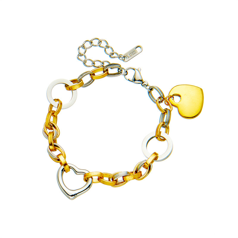 Heart Shape Pattern Women's Gender IG Style Simple Style Heart Shape Titanium Steel Belcher Chain Bracelets In Bulk