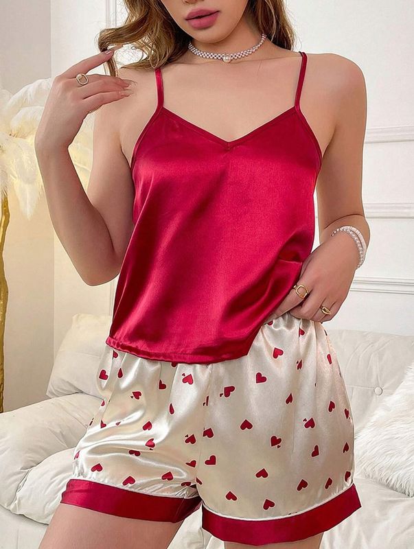 愛のプリントのパジャマの2つのセットのガーターの半ズボンのスーツのカジュアルな越境の女性の部屋の服の色丁の対外貿易の越境|undefined