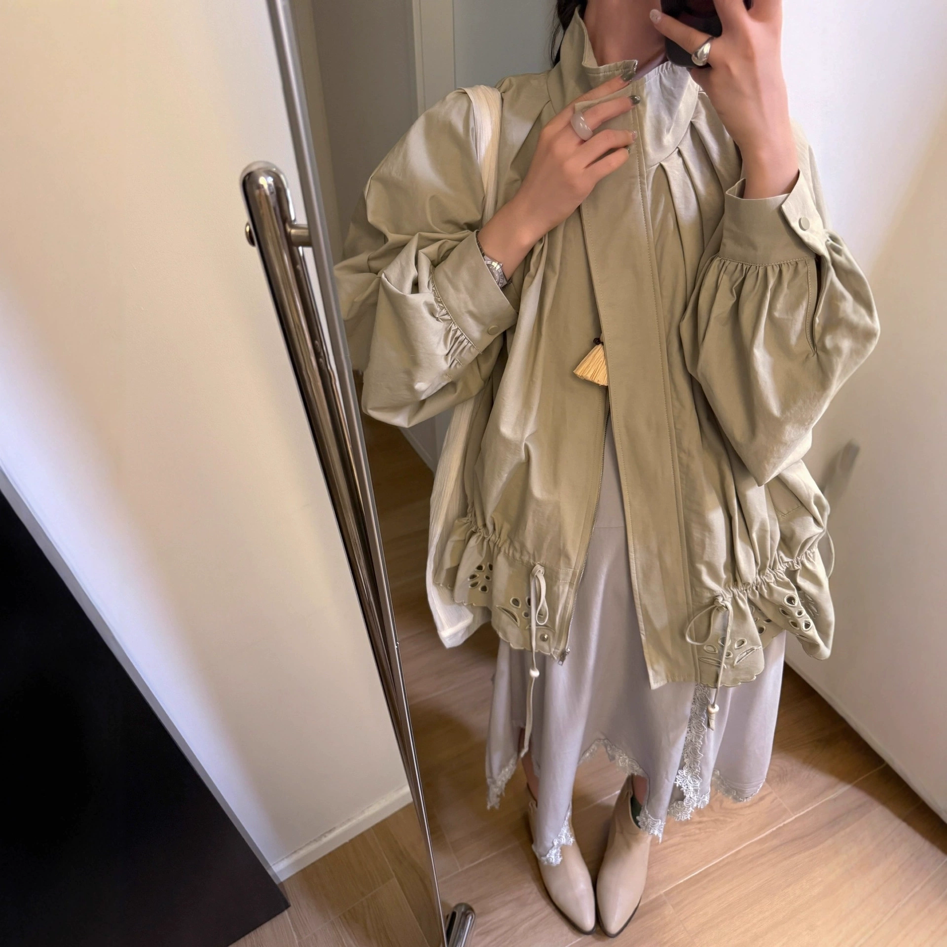 Brand spring design trench coat, jacket, Korean style, drawstring, oversize