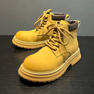 British Style Martin Boots Men's High-top Thick-soled American Tooling Boots Men's Rhubarb Boots Outdoor Mountaineering Shoes 1681-B