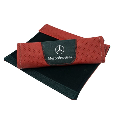Car Logo Seatbelt Shoulder Seat belt shoulder pad - mercedes-red-1-pair
