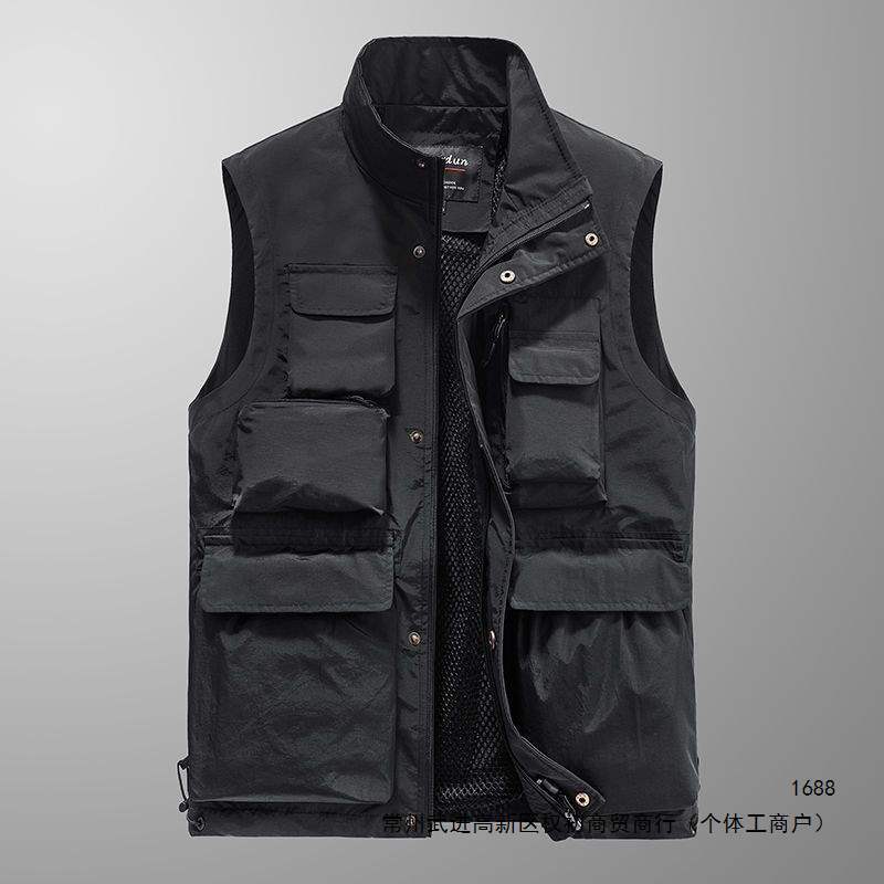 Workwear Vest, Outdoor Multifunctional Men's Casual Vest, Summer Fishing Thin Photography Pocket Jacket