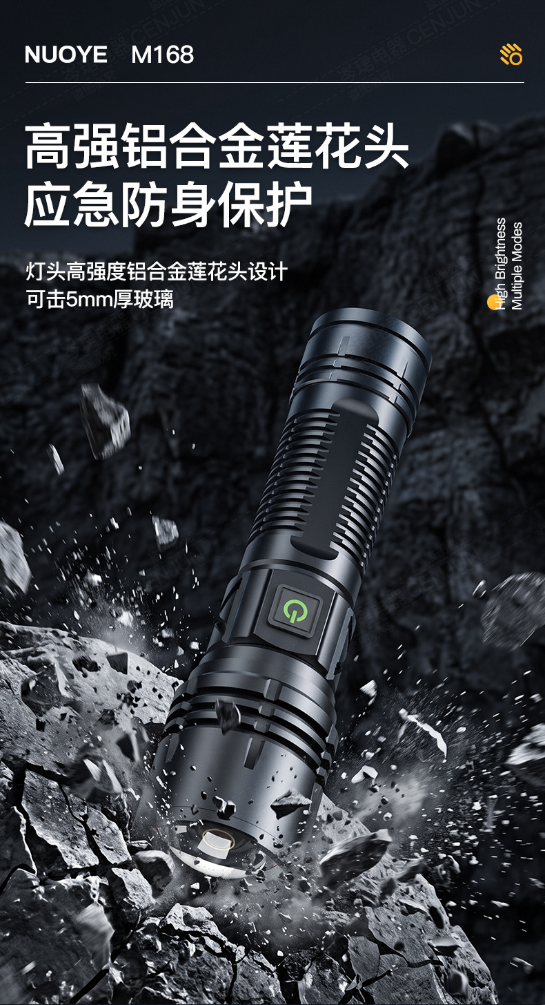 Cross-border new product: ultra-bright, long-range, adjustable-focus white laser flashlight for outdoor emergency use, rechargeable, and with a powerful beam
