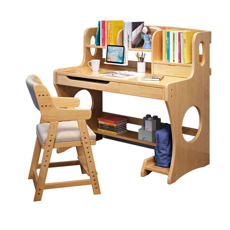 Escritorio de madera maciza estantería integrada Mesa dormitorio estudiante estudio simple mesa Hogar Moderno escritorio de la computadora de escritorio simple