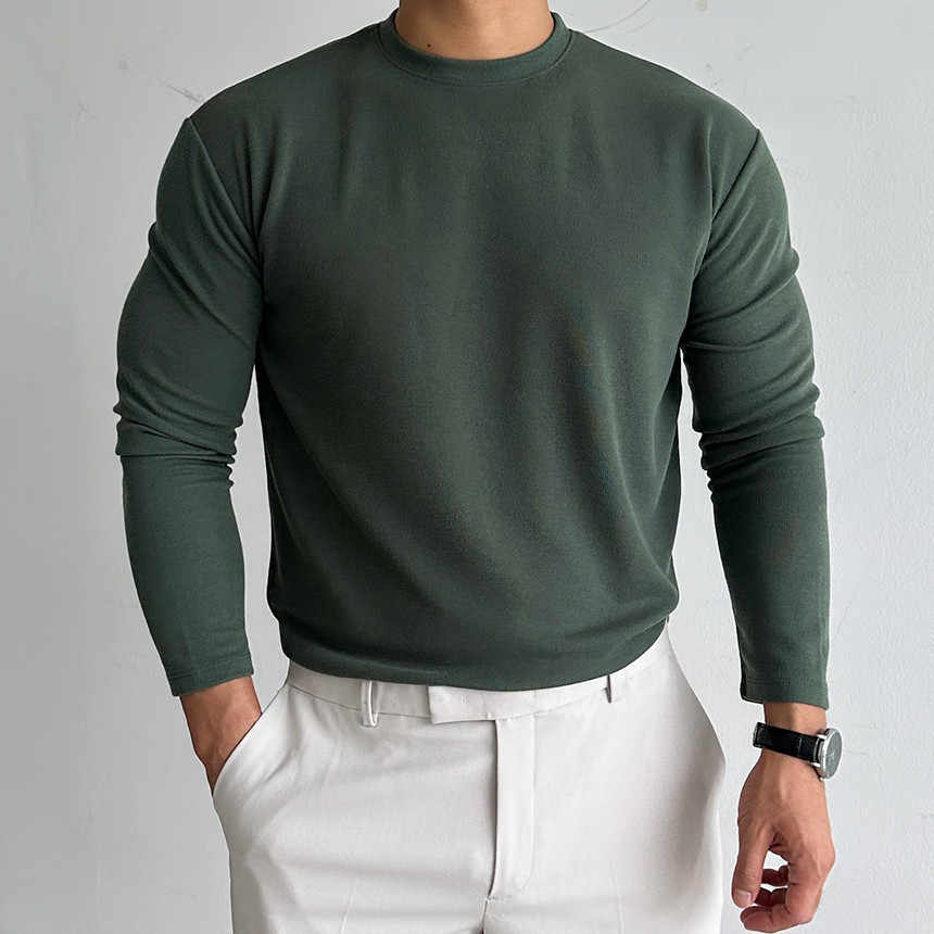 Men's Clothing Slim Fit Thermal Long Sleeve T-Shirt - Double-Layered Brushed Fleece For Warmth & Comfort - Crew Neck Base Layer For Casual_voghion.com