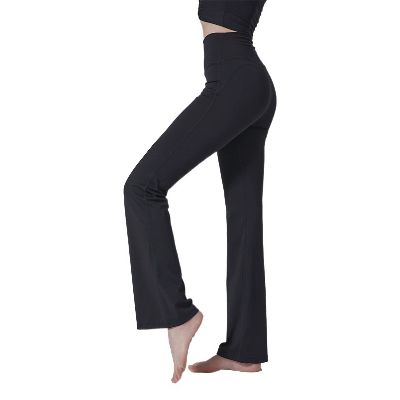 Действительно Скраб для похудения Обнаженная Slim-Fit Широкие штаны для фитнеса Высокая эластичная посадка с высокой талией Расклешенные штаны для йоги