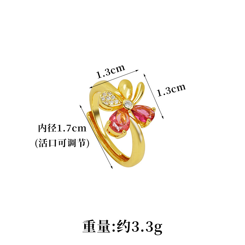 Nuevo anillo de oro de arena vietnamita retrógrado micro-corrosión de piedra viva boca anillo de tetrahedra mujer nicho de diseño joyas