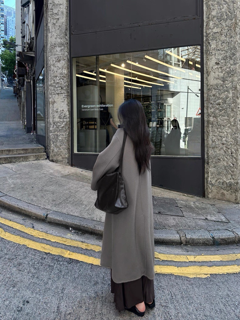 Large Lapel Autumn and Winter New Style Extra Long Wide Version Double-Sided Cashmere Outwear for Women Extra Long Over-The-Knee Elegant Woolen Outwear