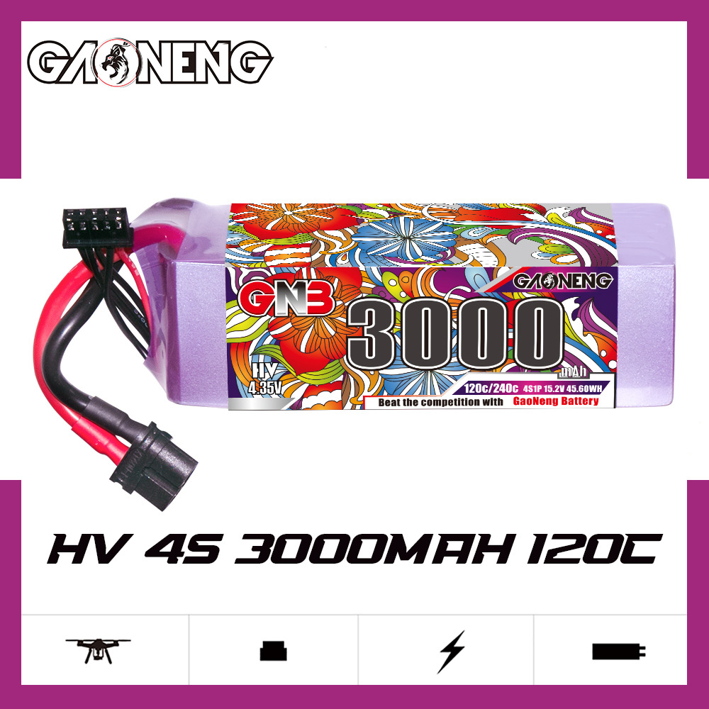 GNB高能3000mAh 4S 15.2V 120C直升机航模FPV模型RC玩具锂电池HV