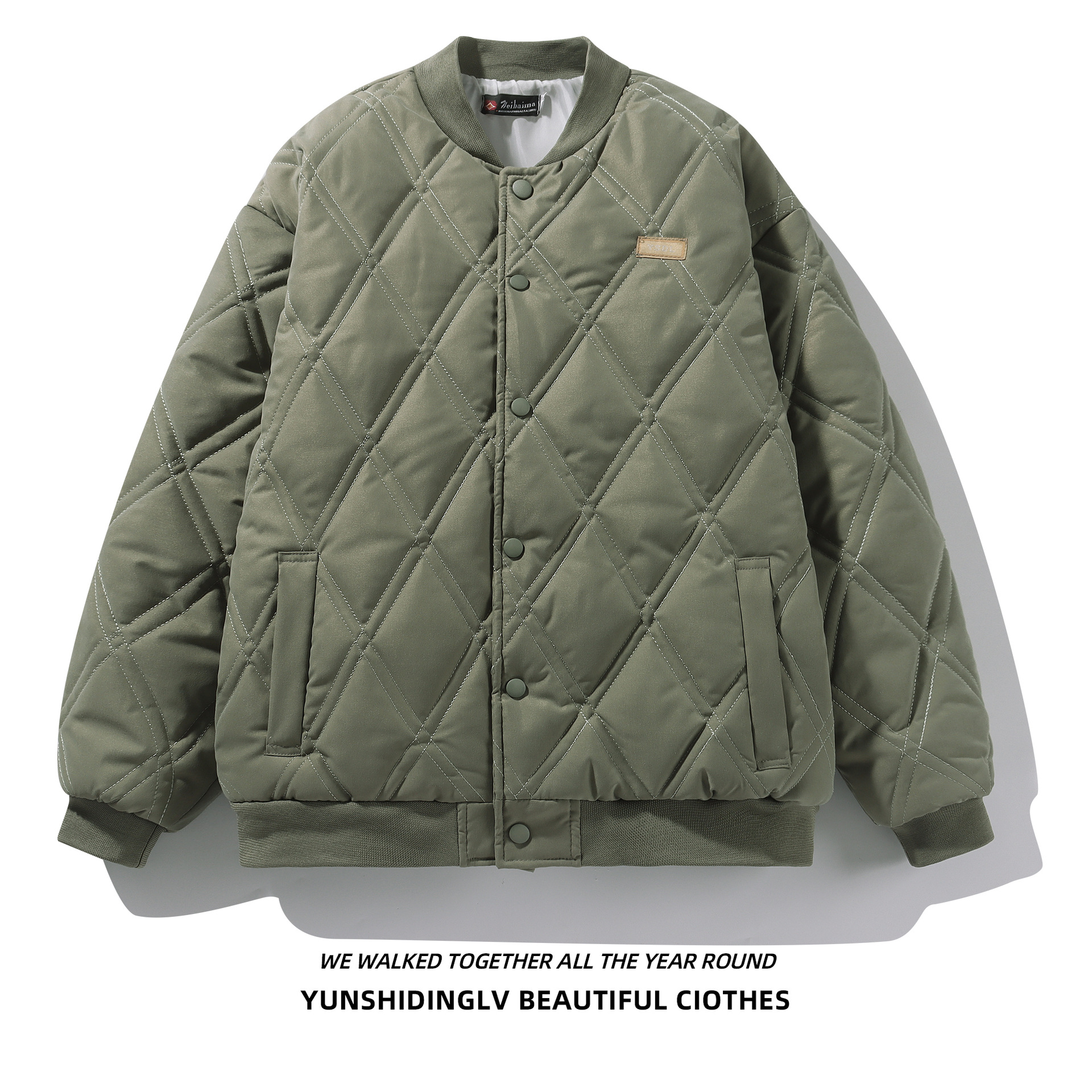 Invierno ins marca de moda suelta de diamantes a cuadros de algodón acolchado abrigo de los hombres chaqueta de béisbol retro japonés pareja engrosada abrigo de algodón acolchado