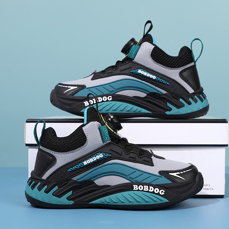 Babudou zapatos para niños zapatos deportivos para niños primavera y otoño nuevo estilo de cuero impermeable de suela blanda zapatos para correr para niños de mediana edad