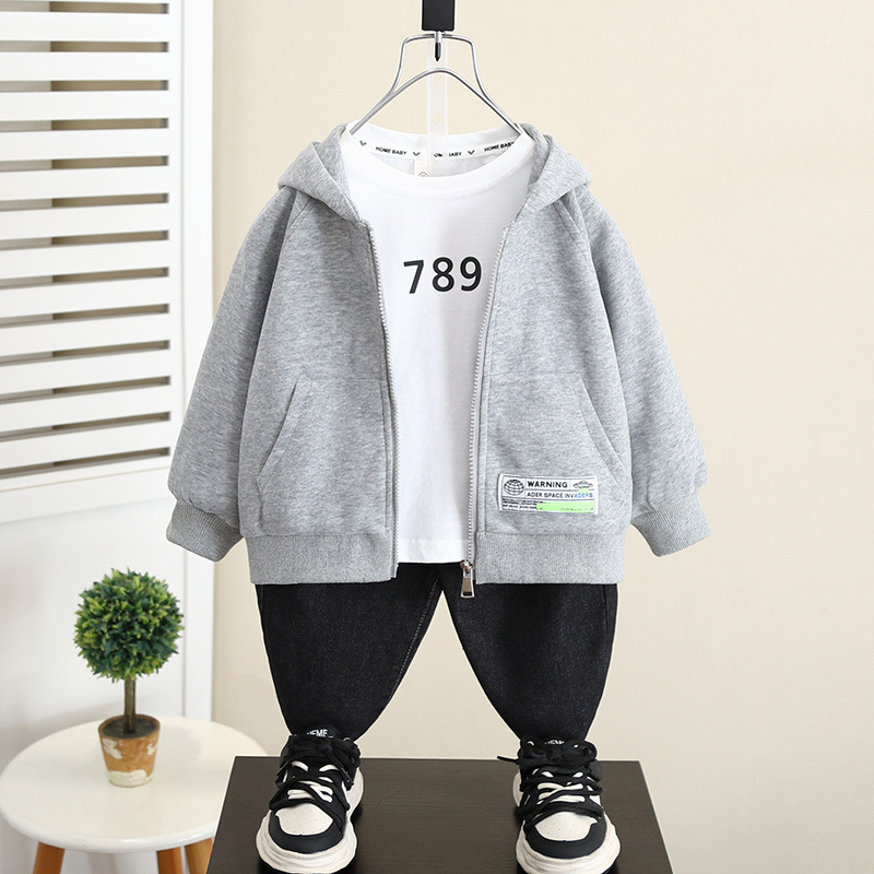 5992 chaqueta de niño 2024 otoño nuevo bebé casual primavera y otoño top con capucha para niños pequeños suéter con cremallera