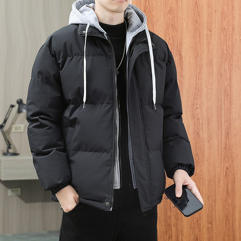NASA invierno chaqueta de algodón de plumón de tamaño grande para hombres moda falsa dos piezas chaqueta de algodón con capuz para hombres gruesa chaqueta de algodón caliente chaqueta coreana