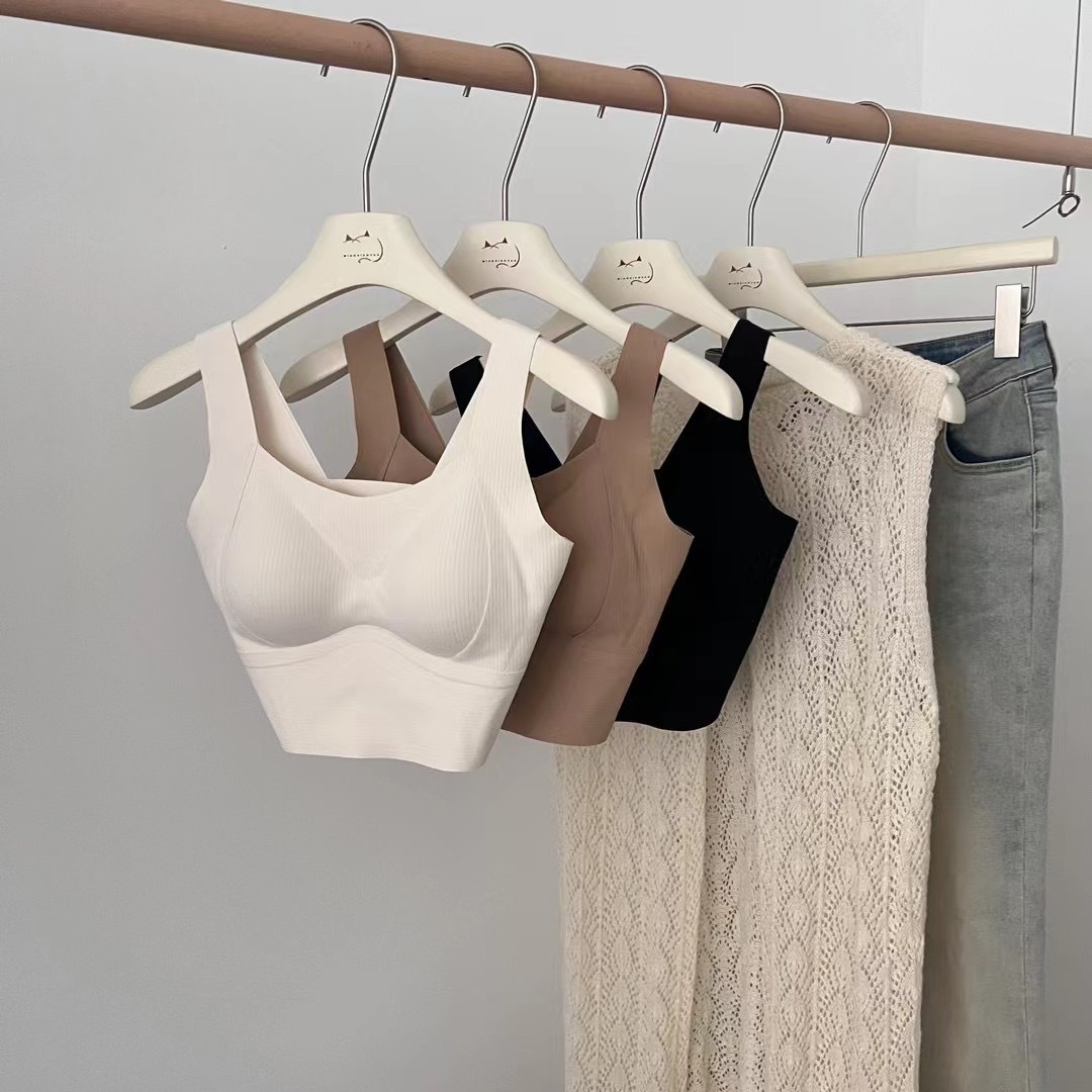 El otoño y el invierno de la piel caliente cepillado suave pull-up de longitud media de belleza espalda interior del chaleco de la ropa interior de las mujeres de hombro ancho correa de sujetador sin costuras