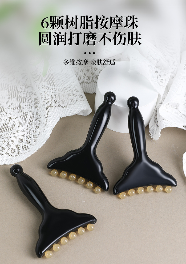 Resin Guasha Meridian Massage Comb Facial Body Scraping Wand Beauty Roller Tool quality and texture
