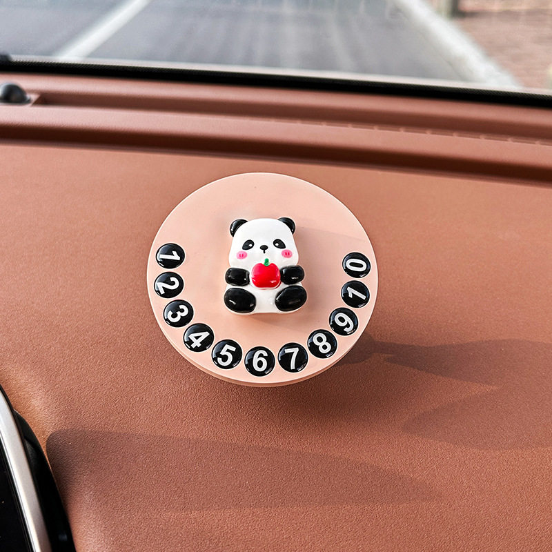 Número de matrícula de estacionamiento temporal del automóvil lindo panda teléfono móvil teléfono móvil placa de matrícula móvil accesorios de automóvil adorno femenino