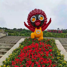 户外卡通园林玻璃钢仿铜彩绘雕卡通人物吉祥物大型园林摆件雕塑像