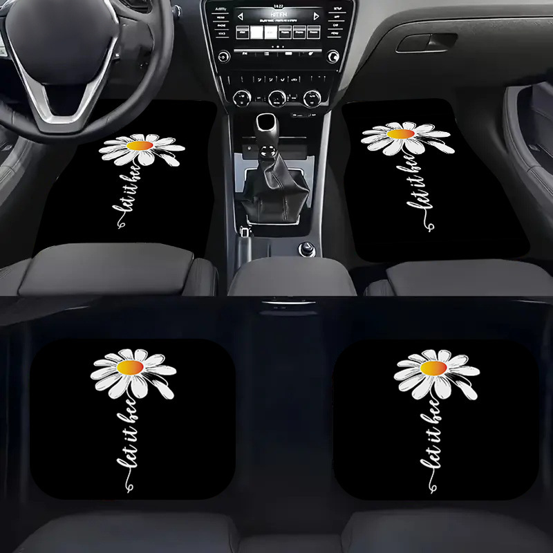 Cross-border Amazon dropshipping of small daisy car mats 4-piece set, non-slip and dirt-resistant interior floor mats wholesale