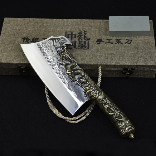 03169 Hand-Cut Bone Knife Longquan Steel-Clad Forged Kitchen Knife Home Use Bone Splitting Knife Chef Knife Commercial Wholesale