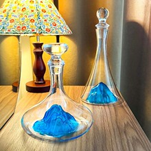 高档轻奢水晶瀑布红酒醒酒器家用冰蓝葡萄酒套装酒具大容量威士忌