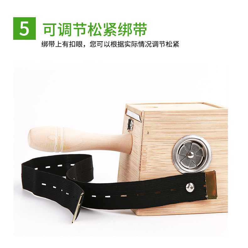 Wooden Moxibustion Box 8-Hole Moxa Burner with Strap for Home Neck and Back Warm Therapy in use