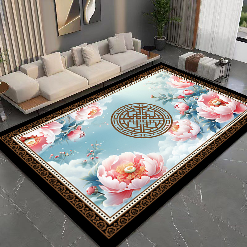 Cross-Border Crystal Velvet New Chinese Style 3D Wohnzimmer Sofa Couchtisch Schlafzimmer Fleckenabweisender Teppich_voghion.com