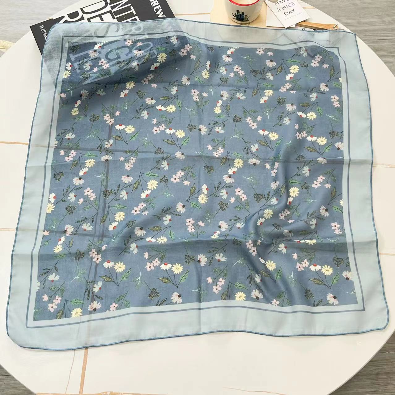 60g Weight Kerchief Classification Daily Occasion cotton and linen Material Flower Pattern Summer Season Women's Gender IG Style Style Women's IG Style Flower Cotton And Linen Kerchief 154