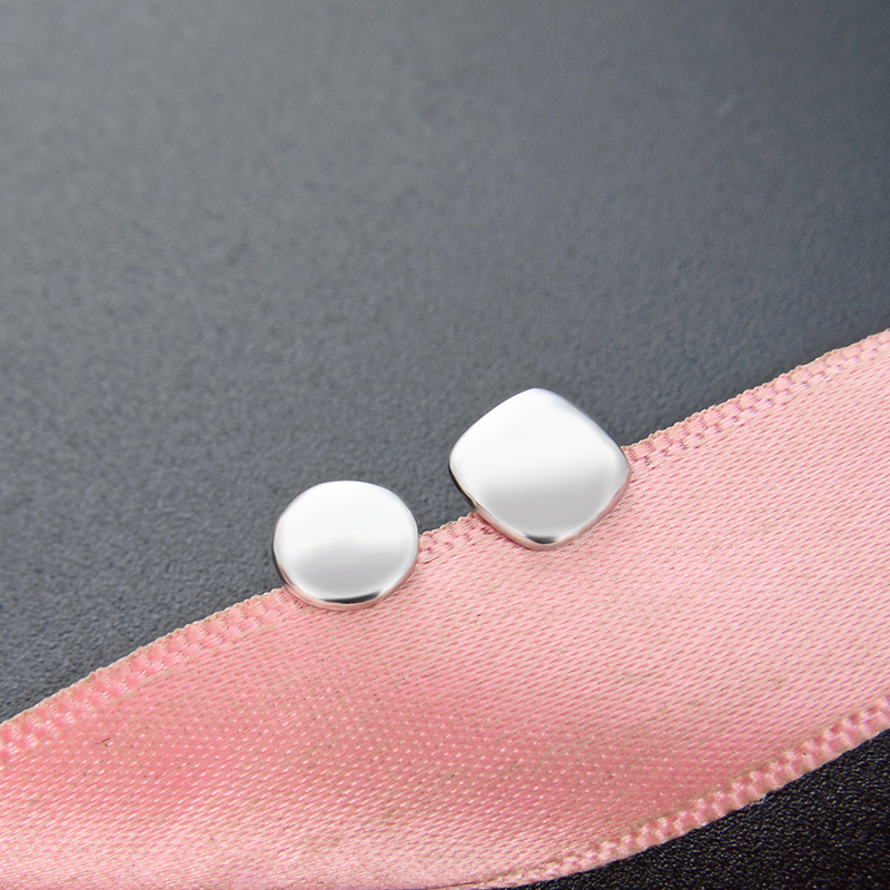 S925 plata esterlina brillante geométrico Stud pendientes mujer simple pequeña oreja piercing estilo coreano fresco asimétrico pendientes pequeña joyería