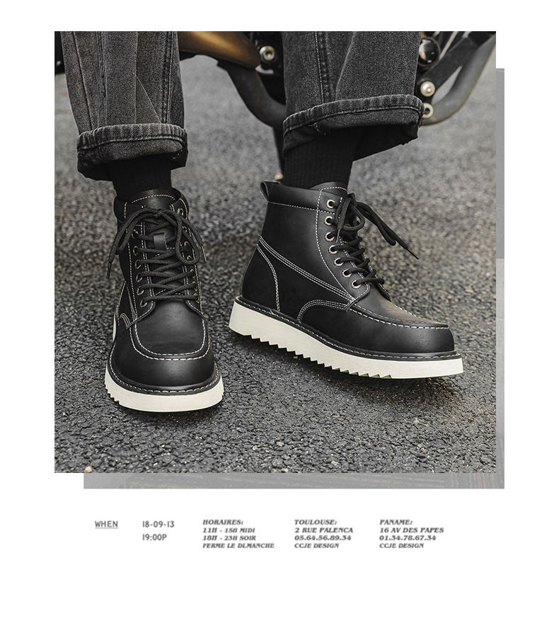 Herren Martin Boots Mit Dicker Sohle Für Outdoor Und Arbeit_voghion.com