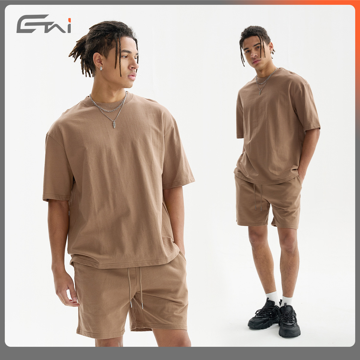 ETAI ropa de hombre de verano suelta algodón de manga corta para hombres y mujeres deportivos casuales de color sólido gran camiseta dos piezas