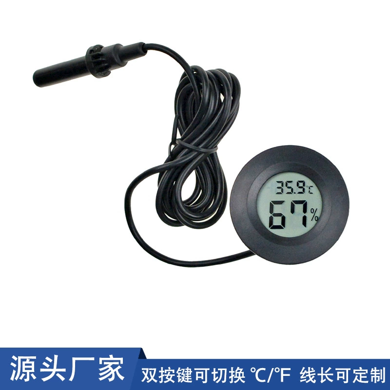 Оптовый мини-встроенный круглый электронный ЖК-дисплей с температурой и гигрометром и внешней установкой линейного датчика