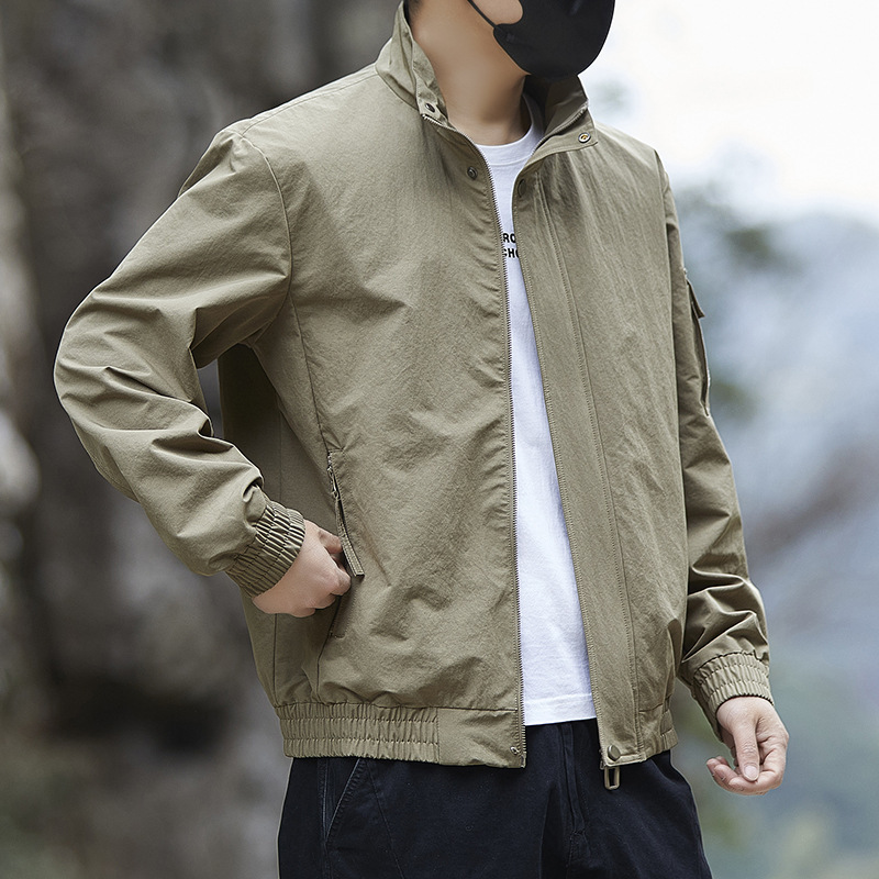 Stand Collar Jacket Men's Outerwear Spring and Autumn Casual Large Size American Style Workwear Outdoor Simple Jacket Men's Trendy Top Stand Collar Jacket Men's Outerwear Spring and Autumn Casual Large Size American Style Workwear Outdoor Simple Jacket Men's Trendy Top