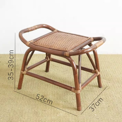 Tejido natural de Ratán para poner taburetes de pies, taburetes de cambio de zapatos para el hogar, sillas de Ratán sin respaldo y sin reposabrazos en taburetes bajos en el sofá en la puerta de la casa image 9