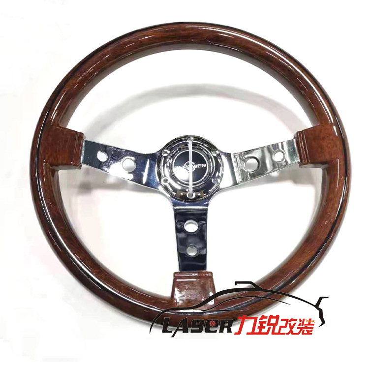 Adecuado para retro caoba volante coche de carreras modificación pusang viaje Suzuki Lada Jetta madera maciza plana 14 pulgadas