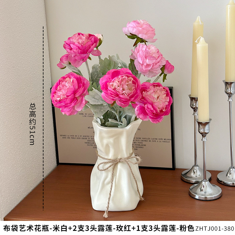 フレンチクリームスタイルの花瓶ホームリビングルームフラワーアレンジメントライト高級ハイエンドダイニングテーブルデスクトップ装飾花瓶花容器|undefined