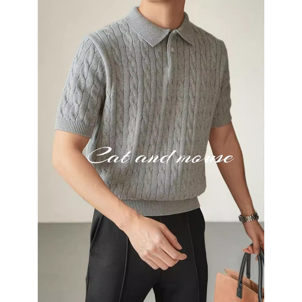 Camisa POLO con cuello vuelto, jersey de manga corta para hombre, corte ajustado, moda de verano, comercio exterior, venta al por mayor transfronteriza, camiseta de verano para hombre.