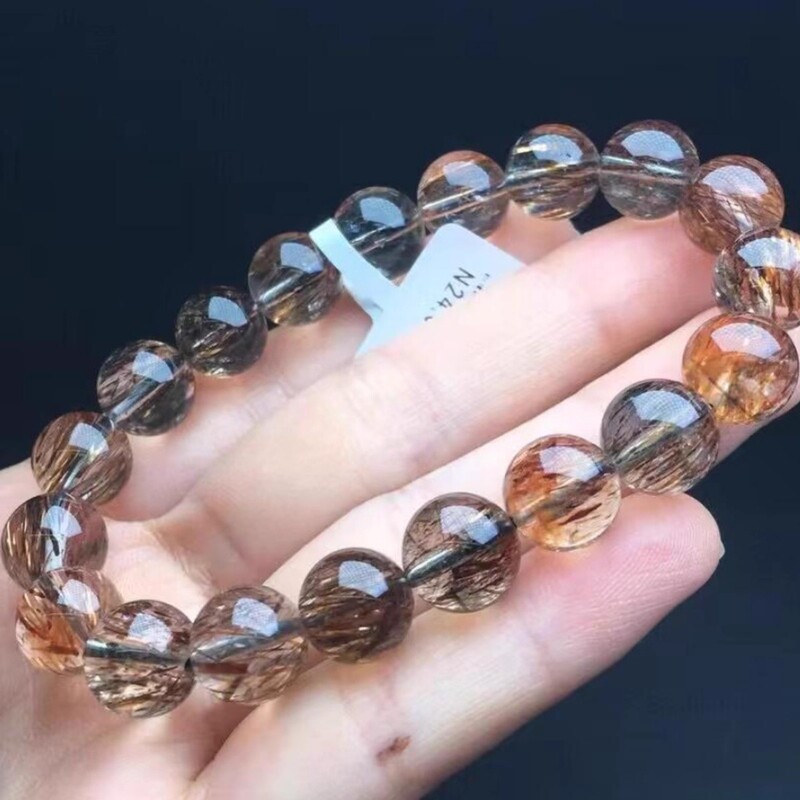 Natural Super Seven Crystal Bracelet Bracelet for Women Black Gold Super Seven Men's Smooth Hair Dense Hair Crystal Couple Jewelry Gift