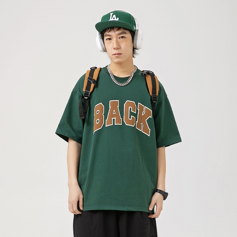 Vintage Suede Foam Printed T-shirt Men's and Women's Spring and Summer New Fashionable Brand American Street Pure Cotton Couples Short-sleeved Men's Q