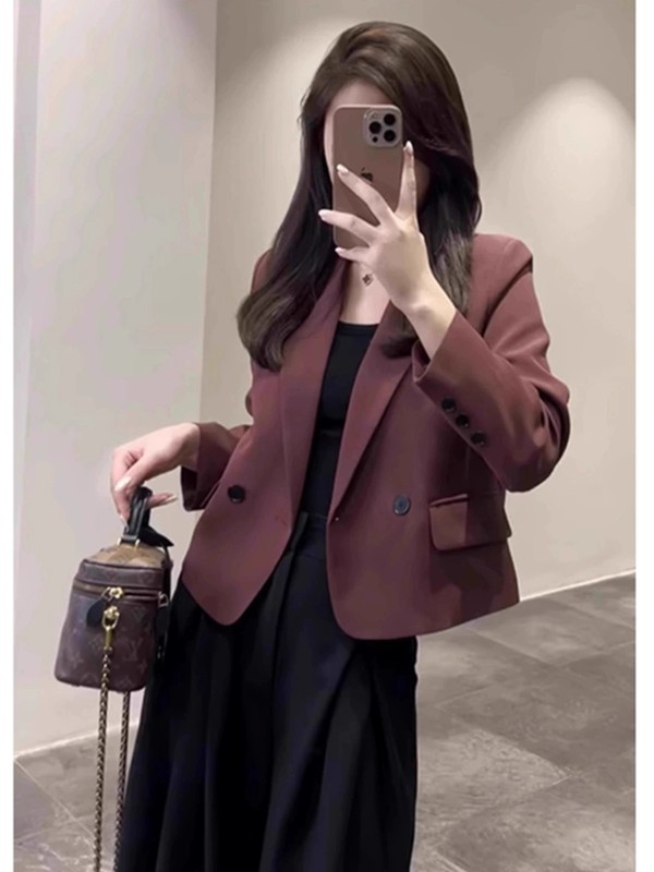 法式轻熟干练气质套装女秋季新款短西装外套小西服又a又飒两件套|undefined