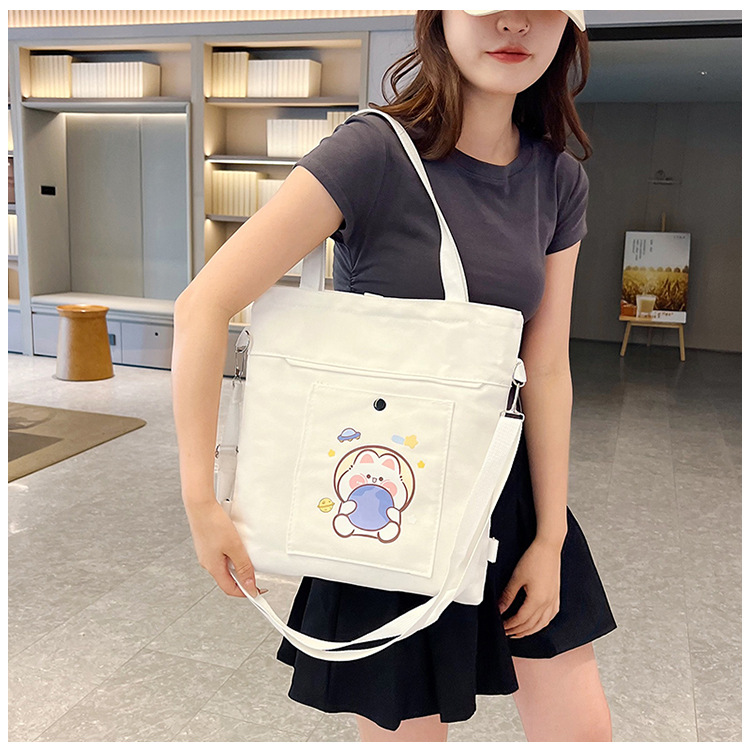 Wholesale of 2025 new cartoon casual canvas bags, large-capacity, fashionable and cute girl single-shoulder bags and tote crossbody bags undefined