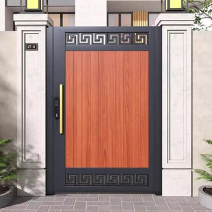 Fence gate courtyard door aluminum alloy villa courtyard fence electric door double door hotel garden double door