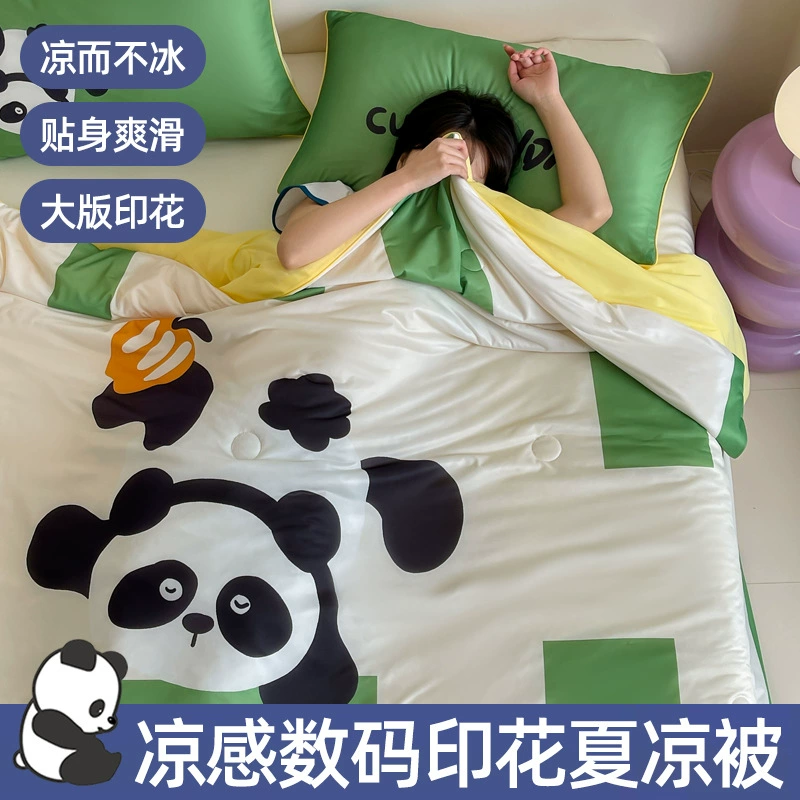 2025 Холодная шелковая большая цифровая печать с летним прохладным стежком мультфильм