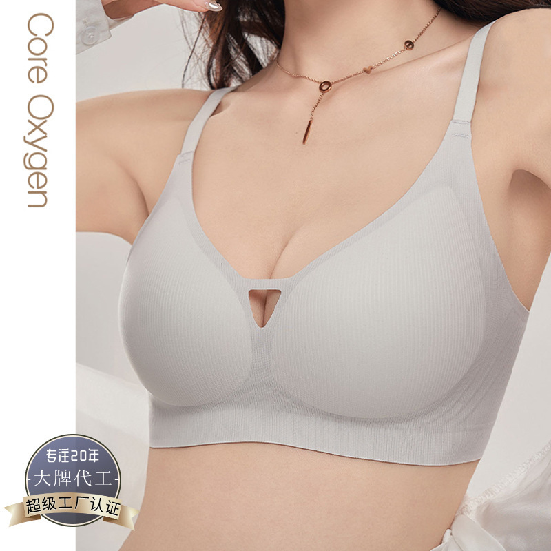 810 summer sexy hollow seamless semi-fixed breathable cup underwear gather-up collection accessory breasts rimless bra