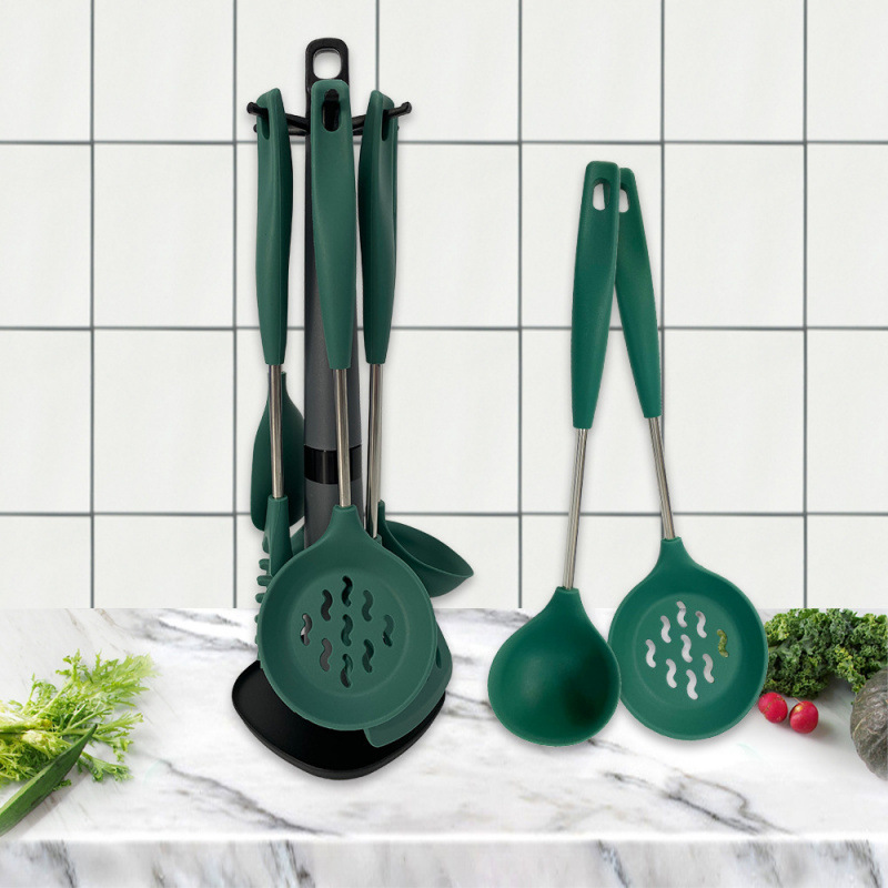 7 piezas de acero inoxidable inadherente silicona de cocina de silicona de grado alimenticio al por mayor