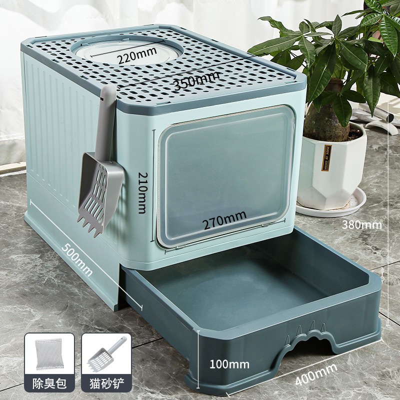 Caja de arena para gatos completamente cerrada caja de arena para gatos caja de arena de gran tamaño anti-salpicaduras con caja de arena suministros para gatos entrega envío gratuito