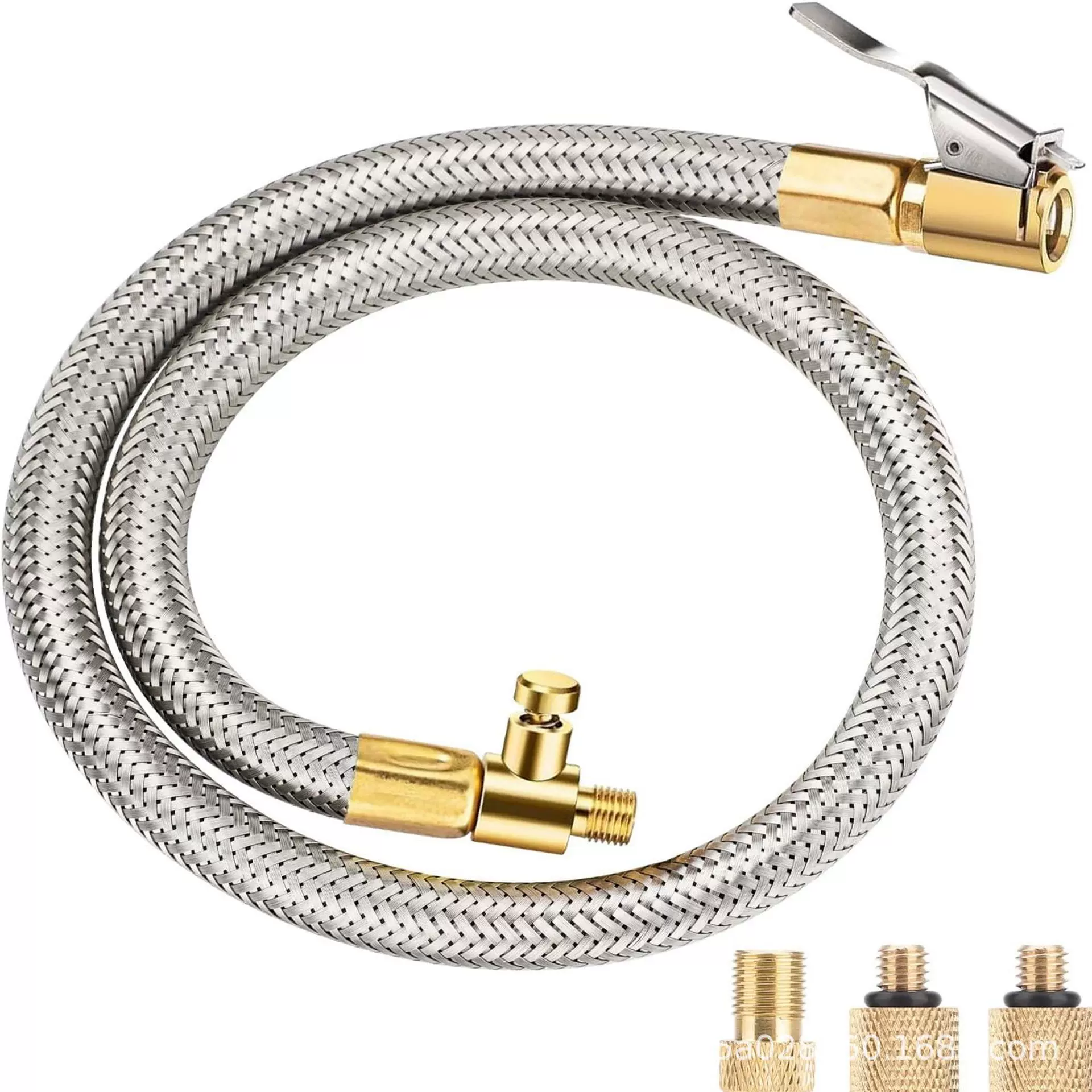 充气泵延长充气管不锈钢耐压气管汽车摩托车自行车轮胎可放气软管