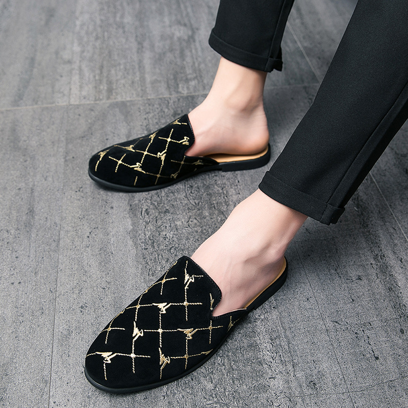 Cross Border Men S Slippers Lazy Scalloped Korean Style Fashion Half Braced Shoes Without Heels_voghion.com