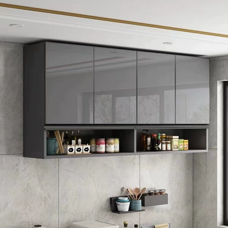 Настенные кухонные шкафы из цельного дерева, настенные шкафы для гостевого ресторана, настенные шкафы для хранения, шкафы с утолщенными стеклянными дверями, шкафы для хранения в ванной комнате.